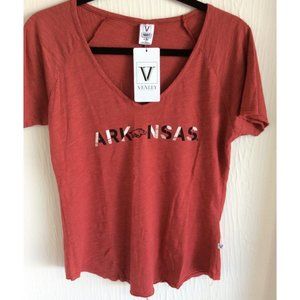 NWT Arkansas, NCAA , Venley Tee Shirt, Size S, V Neck
